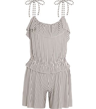 See by Chloe + Ruffled Striped Jersey Playsuit