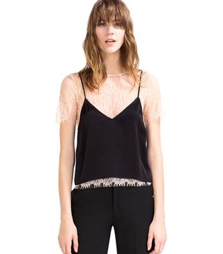 Zara + Layered Lace and Camisole Top