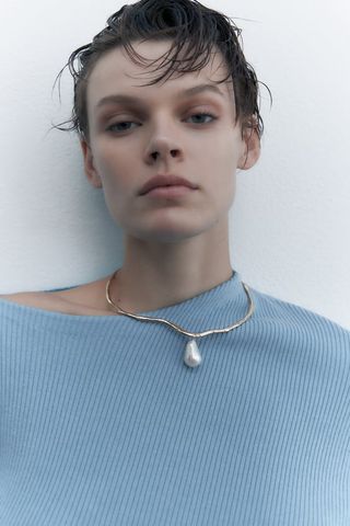 Zara + Pearl Bead Choker Necklace