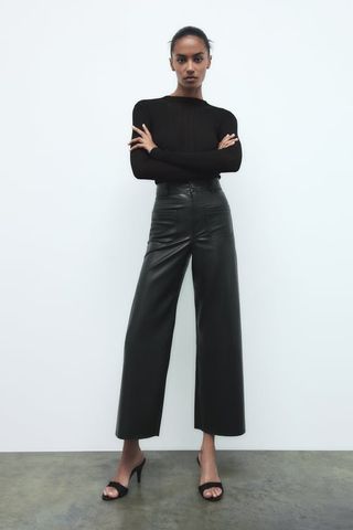 Zara + Straight-Leg Faux Leather Trousers