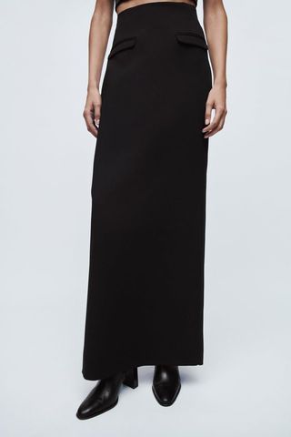 Zara + Wool-Blend Maxi Skirt