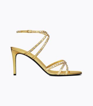 Saint Laurent + Kate Studded Sandal in Gold
