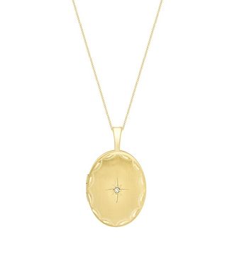 John Lewis + 9ct Gold Oval Locket Pendant Necklace