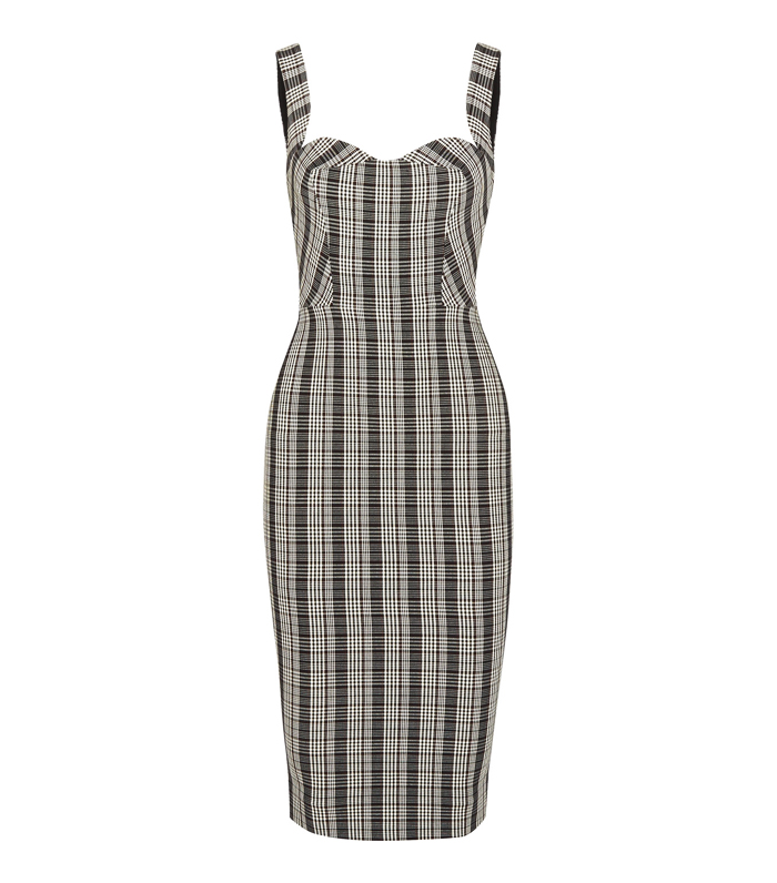 Victoria Beckham + Checked Woven Dress