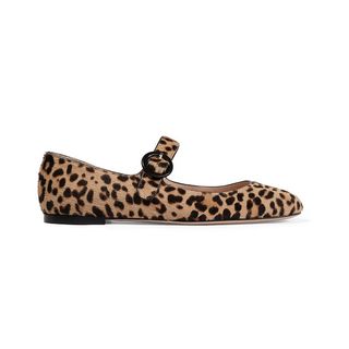 Gianvito Rossi + Leopard-Print Calf Hair Ballet Flats