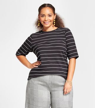 Who What Wear + Plus Size Short Elbow Sleeve T-Shirt