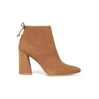 Stuart Weitzman + Grandiose Back-Tie Suede Block Heel Booties