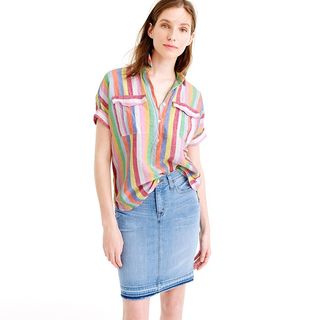 J.Crew + Short-Sleeve Candy Stripe Shirt