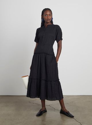 Who What Wear Collection + Sue Crinkled Cotton Jacquard Dress