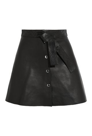 Maje + Belted Leather Mini Skirt