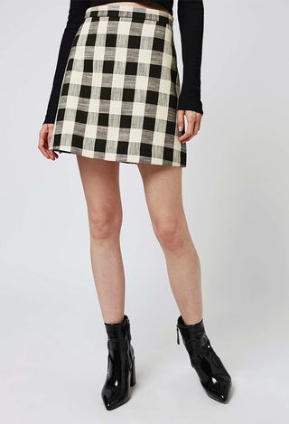 Topshop + Gingham Bonded Mini Skirt