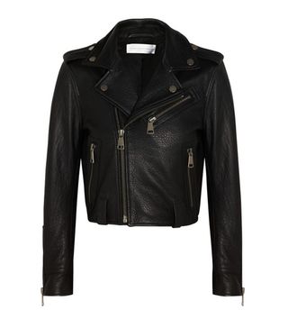 Victoria, Victoria Beckham + Textured-Leather Biker Jacket