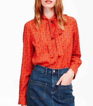 French Connection + Mara Dot Tie-Neck Shirt