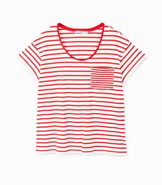 Mango + Embroidery Striped T-Shirt