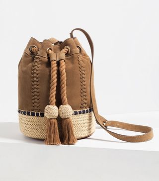 Zara + Leather Bucket Bags With Cord