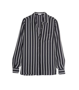 Frame Denim + Le Boyfriend Striped Silk-Charmeuse Shirt