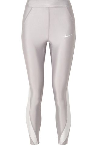 Nike + Speed Cropped Paneled Metallic Dri-Fit Stretch Leggings