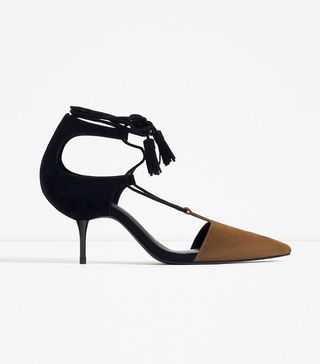 Zara + Mid-Heel Lace-Up Shoes
