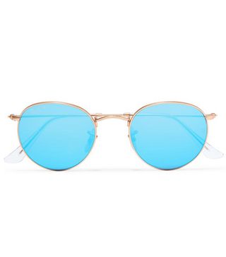 Ray-Ban + Round-Frame Gold-Tone Mirrored Sunglasses