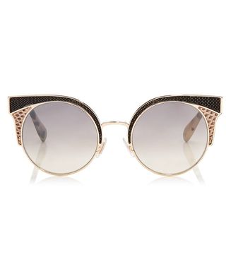 Jimmy Choo + Metal Framed Sunglasses with Snakeskin Leather Detail