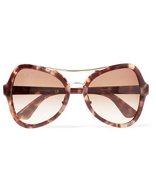 Prada + Butterfly-Frame Acetate And Gold-Tone Sunglasses