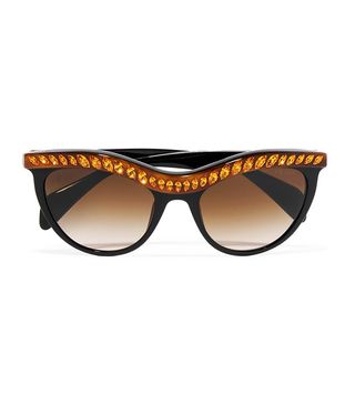 Prada + D-Frame Crystal Embellished Sunglasses