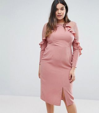 Truly You + Ruffle Yoke Dress With Lace Insert