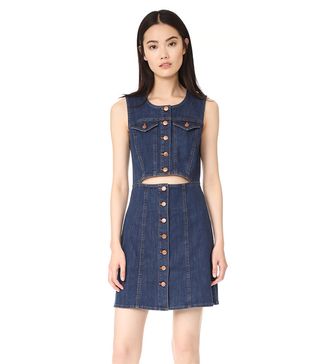 Madewell + Denim Button Front Cutout Dress