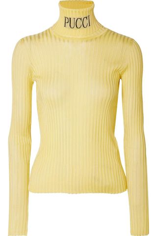 Emilio Pucci + Intarsia Ribbed-Knit Turtleneck Sweater
