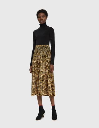 Proenza Schouler + Tiger Jacquard Knit Pleated Skirt