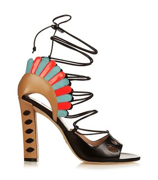 Paula Cademartori + Lotus Leather Lace-Up Sandals