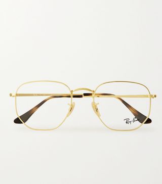 Ray-Ban + Hexagon-Frame Gold-Tone Optical Glasses