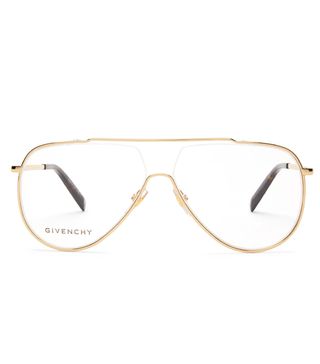 Givenchy + Flat-Top Aviator Metal Glasses