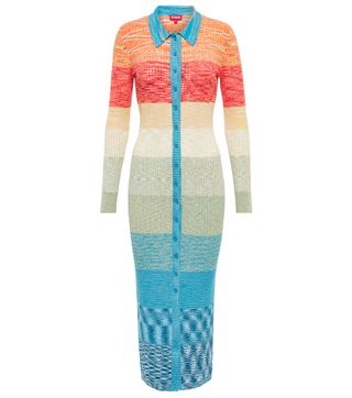 Staud + Napa Ribbed-Knit Midi Dress