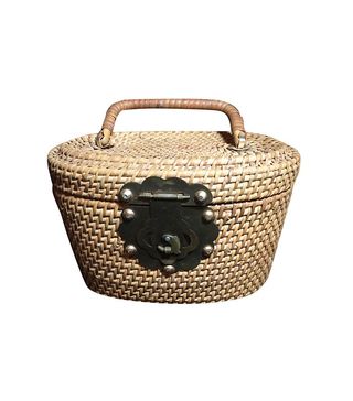 Vintage + Brass and Weave Basket Style Purse