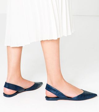 Zara + Embossed Slingback Shoes