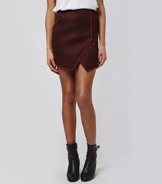 Topshop + Angled Wrap Airtex Mini Skirt