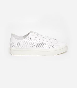 Adidas Originals + Court Vantage White Perforated Sneakers