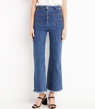 Pixie Market + Frayed Stretch Flared Jeans