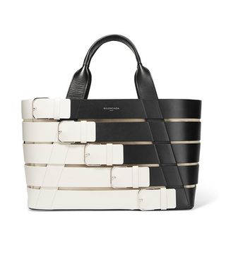 Balenciaga + Stripes Cabas Small Paneled Leather Tote