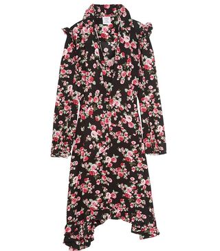 Vetements + Ruffle-Trimmed Floral-Printe Crepe Midi Dress