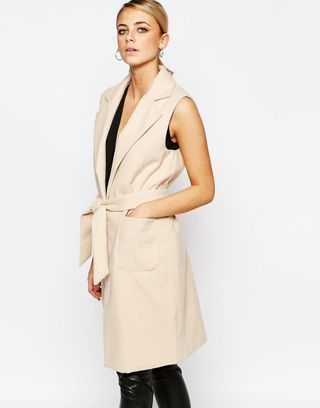 Boohoo + Belted Sleeveless Coat