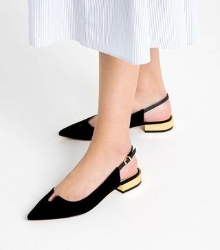 Zara + Golden Heel Leather Shoes