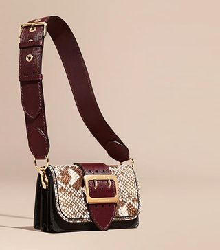 Burberry + The Buckle Bag in Natural/Burgundy Python and Leather