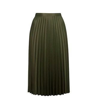 Topshop + Pleated Satin Midi Skirt