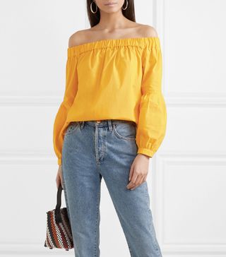 Michael Michael Kors + Off-the-Shoulder Stretch-Cotton Top