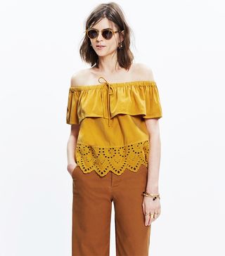 Madewell + Eyelet Balcony Off-the-Shoulder Top