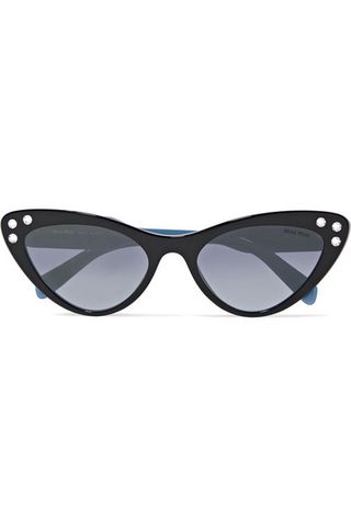 Miu Miu + Cat-Eye Crystal-Embellished Acetate Sunglasses