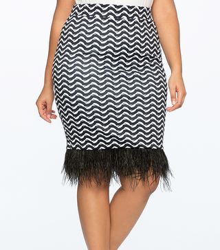 Eloquii + Printed Skirt with Feather Hem