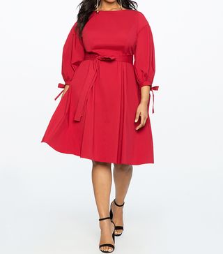 Eloquii + Puff Sleeve Fit and Flare Dress